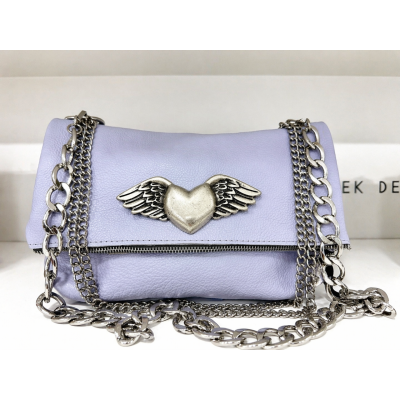Χειροποίητη δερμάτινη τσάντα LIGHT  PURPLE  HEART