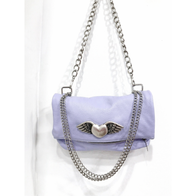 Χειροποίητη δερμάτινη τσάντα LIGHT  PURPLE  HEART
