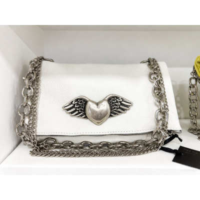 Χειροποίητη δερμάτινη τσάντα  WHITE  HEART