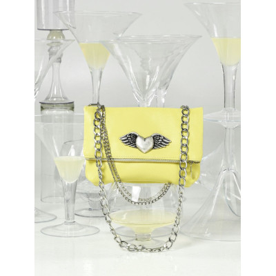 Χειροποίητη δερμάτινη τσάντα YELLOW HEART