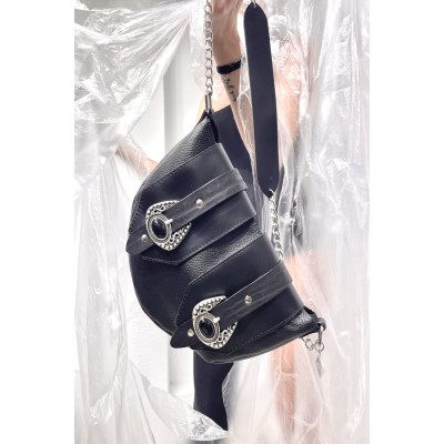 Χειροποίητη δερμάτινη  τσάντα ώμου με μεταλλικά αξεσουάρ LVL401CRK