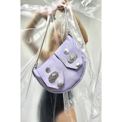 Χειροποίητη δερμάτινη  τσάντα ώμου με μεταλλικά αξεσουάρ LVL406CRK