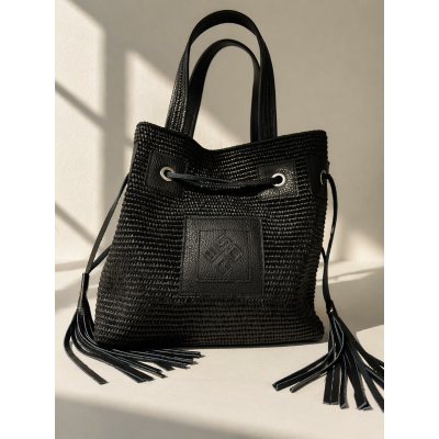 HANDMADE STRAW BAG 03 BLACK