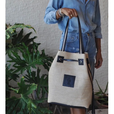 HANDMADE STRAW BAG 04 BEIGE BIG