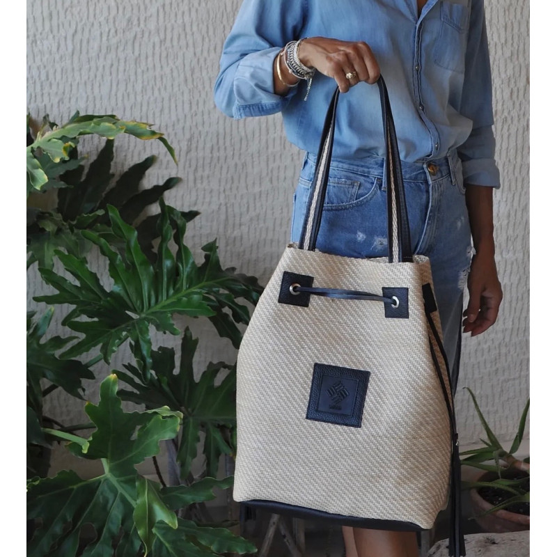 HANDMADE STRAW BAG 04 BEIGE BIG