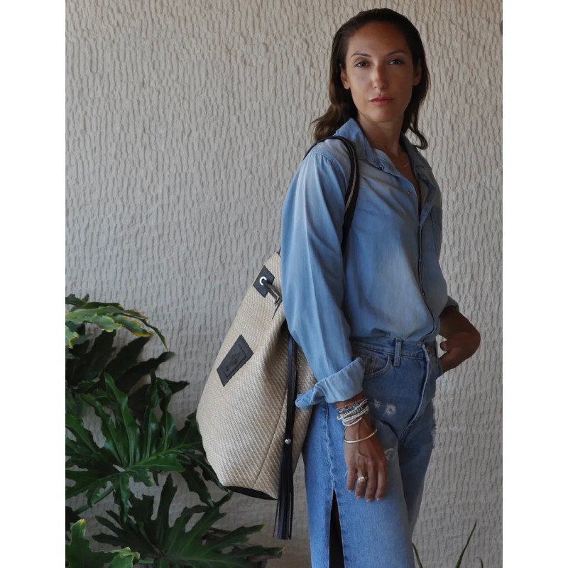 HANDMADE STRAW BAG 04 BEIGE BIG