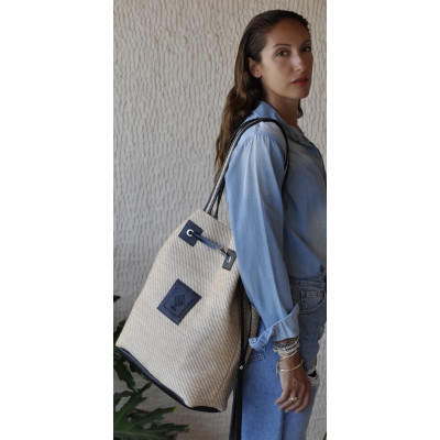 HANDMADE STRAW BAG 04 BEIGE BIG