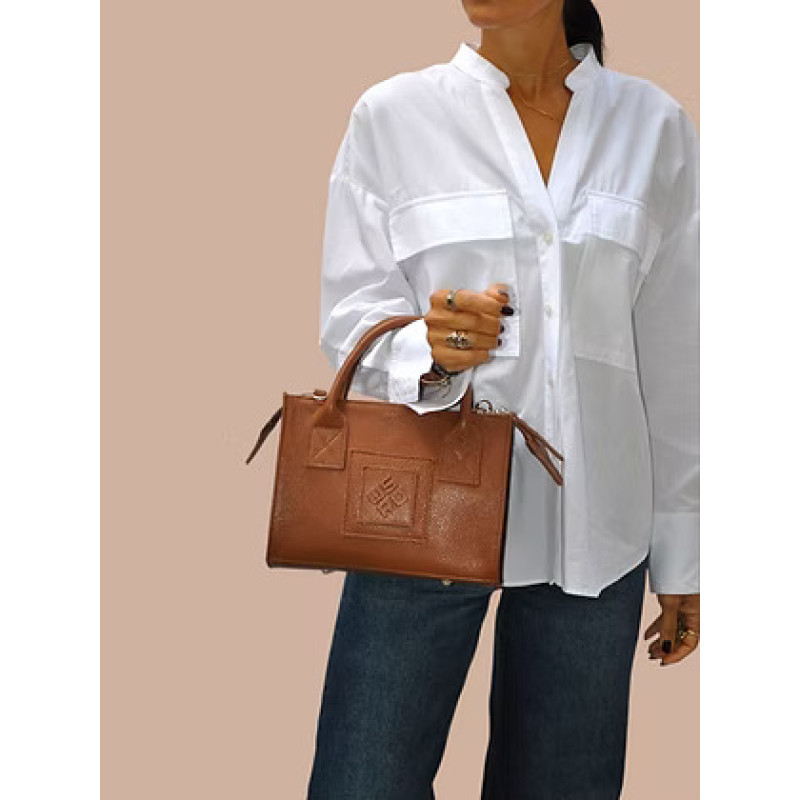 IRIS small camel leather bag